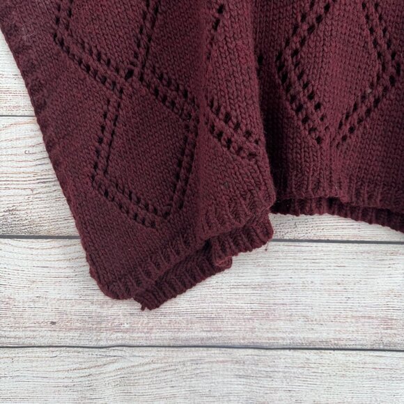 Cocogio Turtleneck Wool Blend Poncho Women's One Size Burgundy Made in Italy‎ - Picture 6 of 11